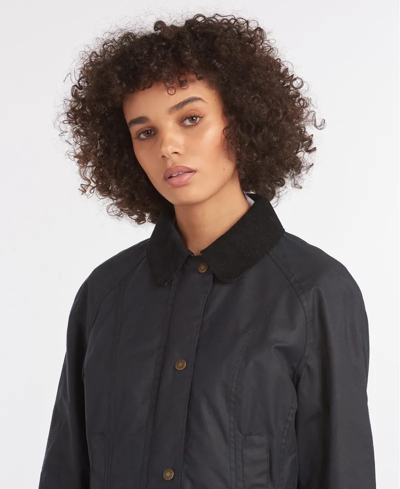 Barbour Ladies Aintree Wax Jacket Royal Navy/Pink Olive Tartan-4